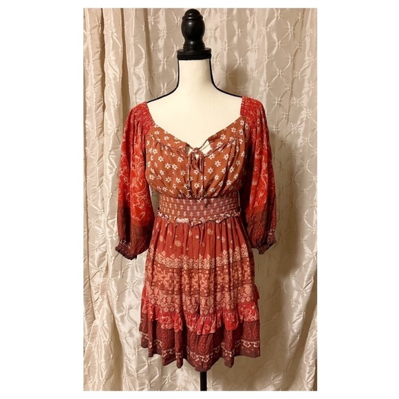 Spell & the Gypsy Tuula Gypsiana Playdress Peasant Boho Mini Dress Ruffle Tiered - Picture 3 of 16